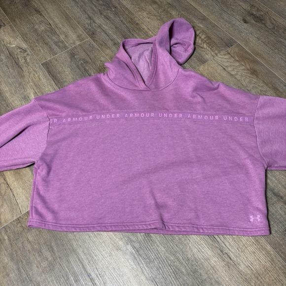 Under Armour Women's UA Taped Fleece Hoodie Size SMALL Polar Purple - Picture 7 of 13